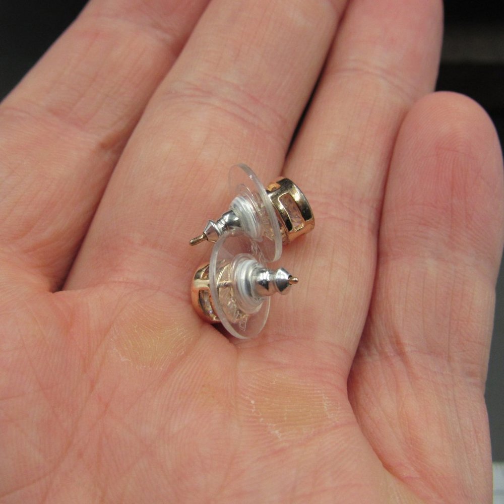 Sterling Rose Gold Tone Cubic Zirconia Earrings - Picture 3 of 6